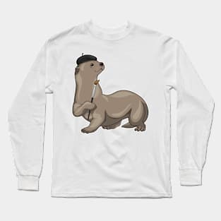 Otter Painting Paint brush Long Sleeve T-Shirt